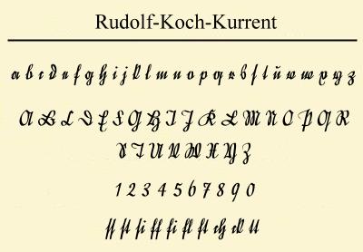 Es handelt sich um die setzbar gemachte Handschrift Rudolf Kochs.