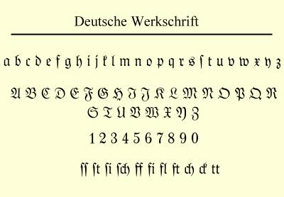 Schriftmuster der 1934 entstandenen Deutschen Werkschrift.